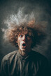 © HISTOCK - Shocked young man experiencing surprise with frizzy hair flying up