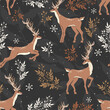 © Любовь Овсянникова - Seamless pattern with winter deers. Design for card, fabric, print, greeting, cloth, poster, clothes, textile.