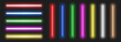 © dlyastokiv - Led light lamp set, bright 3d long neon luminescence light lamp, fluorescent bars with glow effect, colored led light collection