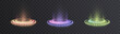 © MAKSYM - A set of neon portals with teleportation platform effects on a dark background. Suitable for science fiction, game interfaces, magical scenes, and fantasy illustrations.