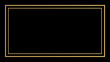 © iconic - Elegant golden rectangular border frame on solid black background.