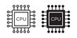 © Iconic Vibe - CPU Icon. Electronic microchip, chipset, chip. Central processing unit. Computer, phone processor. Integrated circuit. Vector illustration with stroke and fill on a white background.