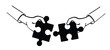 © MarkRademaker - Teamwork concept, business, collaboration. jigsaw puzzle pieces connection. Puzzle pieces icon or pictogram. Two hands trying to connect couple puzzle piece.Business team efficient work on innovative