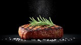 Gourmet steak dish with perfectly grilled meat fresh herbs and appealing presentation showcasing culinary excellence and flavorful ingredients