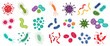 © Vasyl Yurlov - Bacteria, microbe, virus outline vector icon set. Microscopic bacterium and bacillus collection, isolated on white background