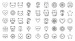 © art.mine - Collection of cute outlined drawings featuring hearts cats flowers and other kawaii style