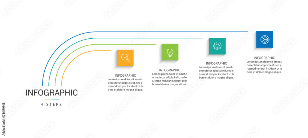 Business infographic template. 4 Step timeline journey. Process diagram ...