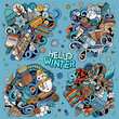 © balabolka - Winter season cartoon vector doodle designs set