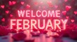 © Andi - Welcome February Glowing Pink Letters with Hearts and Petals