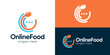© Hi_std - Creative simple online food logo template. Circle or plate with bubble chat and technology symbol for Food order logo design vector illustration.
