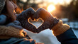 © Kateryna - Faceless woman hands in winter gloves forming heart symbol defocused sunset light nature background lifestyle and feelings concept romantic winter gesture love in cold weather