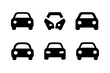 © Coosh448 - Traffic Icon Grid. Traffic Rule Infographic. Set Logo of Car Icon: Filled silhouette, Abstract geometric, Negative space, Symmetrical form, Stylized detail,