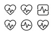 © Svitlana - Heart Rate Monitor Logos. Health and Fitness Challenges. Set Logo of Heart Rate Monitor: Minimal outline, Negative space, Flat solid, Symmetrical form,