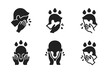 © Настя Шевчук - Face Washing Icons. Washing your face. Icon set. Set Logo of Washing your face: face with water droplets. harmonious logo variations of the same emblematic