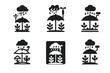 © Настя Шевчук - Hailstorm Prevention Logos. Hailstorm damage prevention in agriculture. Icon set. Set Logo of Hailstorm damage prevention in agriculture: automated weather