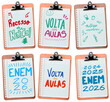 © PNG Queen - Conjunto de Pranchetas e aviso de ensino, ENEM, Volta às aulas, materiais escolares, recesso e férias, em papel de caderno pautado