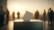 © ArtStage - Voting concept with ballot box and blurred voters in the background