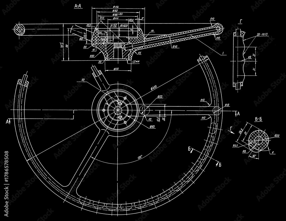 Assembly drawing of steering wheel of truck. Engineering automotive ...