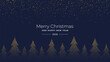 © marruu - Merry Christmas and Happy New Year 2026 vector greeting card or banner with golden festive trees and glitter on a dark blue background.