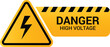 © The Plaid City - Electrical danger sign. High voltage warning with lightning symbol on yellow
