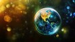 © Obsidian - A vibrant, stylized Earth globe floats within a cosmic nebula, surrounded by shimmering bokeh lights, representing our planet's beauty and fragility in the vastness of space.