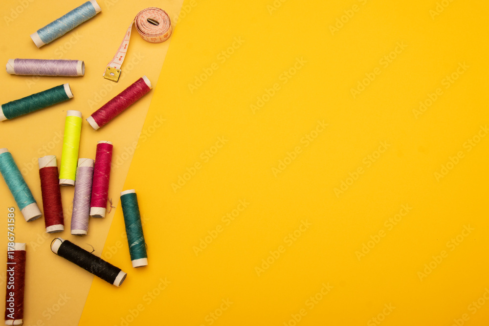 Sewing thread and tape measure used by tailors, with simple layout and ...