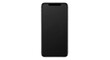 © IbragimovN - Sleek black smartphone front view with blank screen isolated on white background