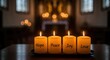 © Siam - Four lit advent candles with hope peace joy love inscribed