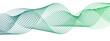© Sanatçi - Blue & Green Gradient Abstract Wave Line Art Background: Flowing Sinusoidal Curves, Sound Waves, or Thin Wavy Ribbon Pattern. Modern Digital Design Header.