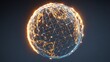 © ArtWorld - Glowing Digital Earth Network With Connected Lines And Nodes On Dark Background globe technology