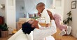 © Nina25/peopleimages.com - Smile, mother and play with baby at house for airplane, flying games and bonding together. Happy, black family and lifting infant in air for fun activity, support and connection of growth development