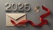 © Line - 2026 greeting concept with envelope, ribbon, and padlock