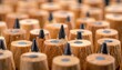 © berang - Tightly packed, sharpened pencils, tips facing up. Wood grain visible, shallow depth of field focus on center