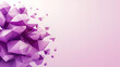 © Alena - Purple geometric crystals in 3D polygonal style on soft pink gradient background with copy space