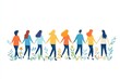 © Silu Sen - Illustration of a group of people holding hands, representing the concept of peace and unity. This image emphasizes collective cooperation and mutual respect, ideal social awareness, Generative AI