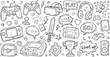 © HexaFrame - Hand-drawn gaming doodles vector illustration of video game elements perfect for stickers and coloring books