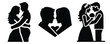 © Bemol - couple moment silhouette Valentine icon set,Black color simple Vector icons
