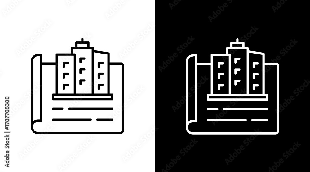 Building Maps Logo Building Map White Icon Set Design Stock Vector | Adobe Stock