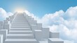 © Sweettymojidesign - Ethereal Steps Leading to a Bright Light in the Sky Surrounded by Fluffy Clouds on a Clear Day