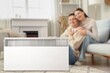 © Pixel-Shot - Electric convector in room with happy couple. Concept of heating season