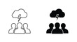 © Alam - Vector art of group of people with cloud and lightning bolt above, representing brainstorming, problem solving, or crisis management