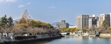 Scenic view of Hiroshima Motoyasu river and Atomic bomb dome in Heroshima in Japan