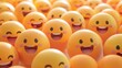 © Eireen - Happy yellow smiling and laughing faces with various face emotions and expressions on warm orange background