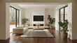 © Hussain - modern living room with fireplace