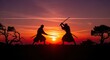 © MDRifat - Two Warriors Engage in a Sword Fight at Sunset