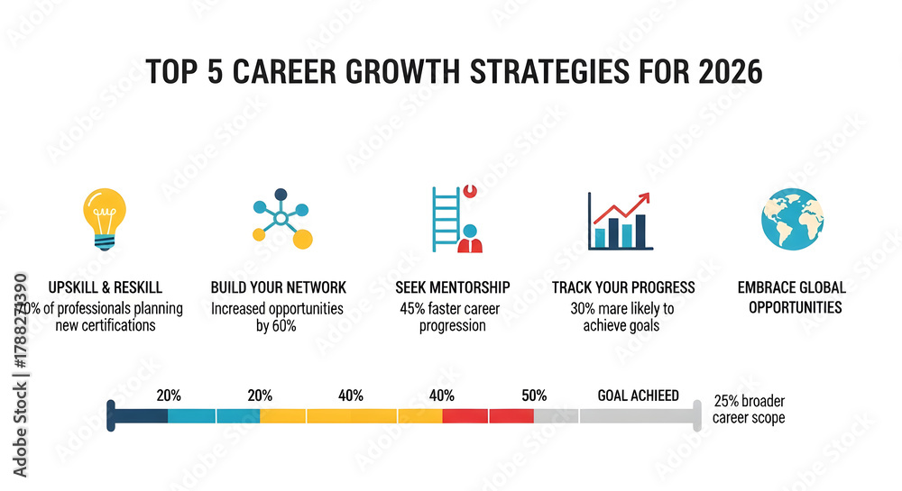 Ilustración de Stock Top 5 Career Growth Strategies for 2026 ...