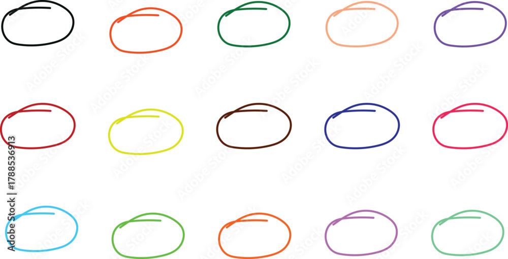 Collection of hand drawn oval shapes for highlighting text or important ...