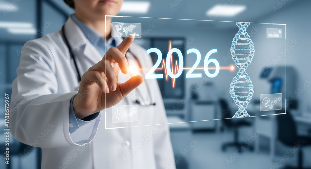 Doctors In2050 Future Medicine 2026: Doctor Using Digital Interface Stock Illustration ...