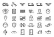 © Adam - Thin line icons set for logistics and delivery services, representing shipping, e-commerce, warehouse operations, and secure package tracking for property
