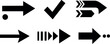 © DesignVectX - Black arrow and check mark icons in simple vector style for design and navigation elements use